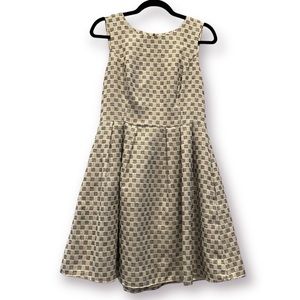 JB JULIE BROWN NYC Metallic Check Pleated Mini Dress Size 6